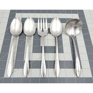Oneida DEBONAIR Stainless Oneidacraft Deluxe 5 Serving Pieces Flatware Spoons